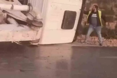 Uludağ yolunda vinç devrildi
